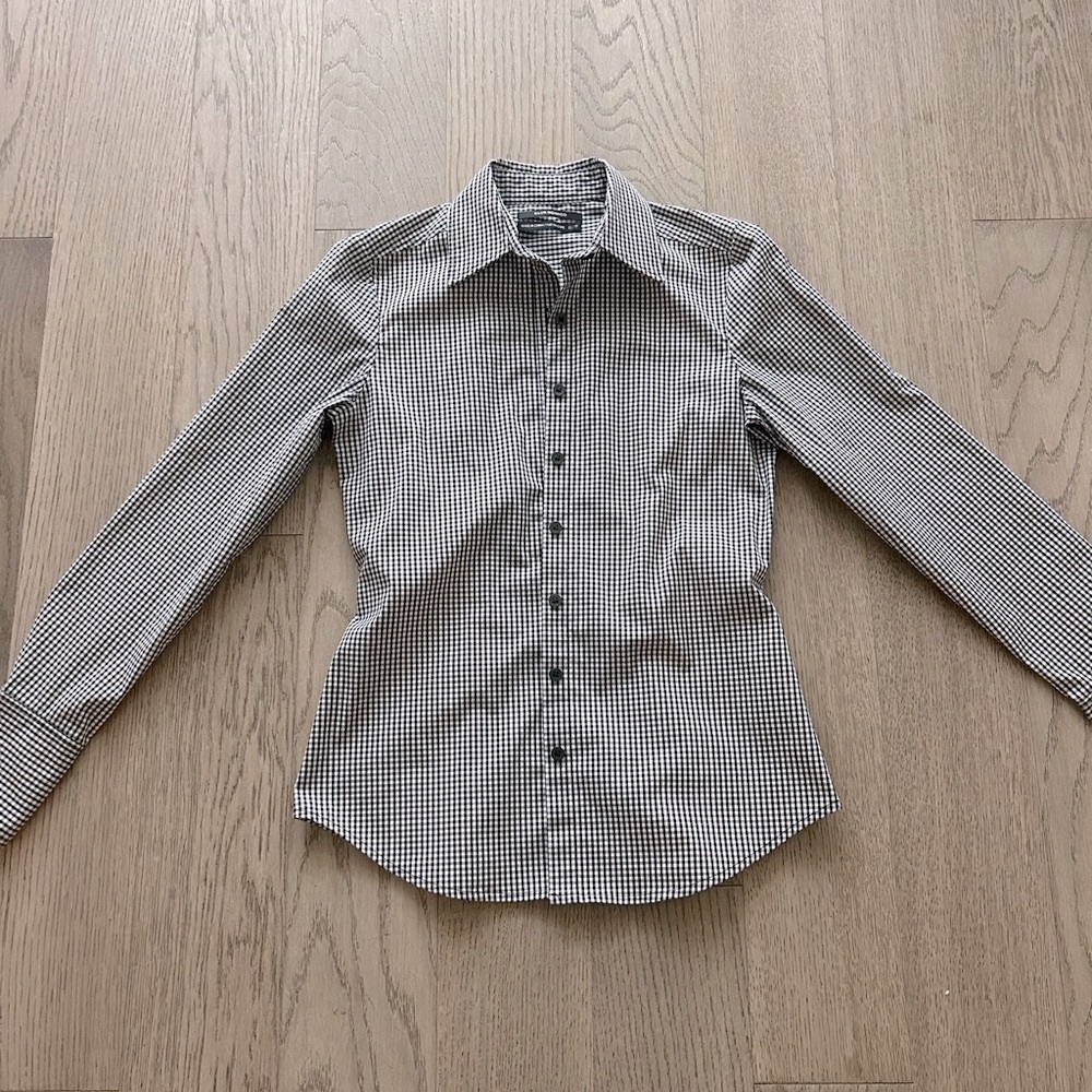 Club Monaco Black and White Button Down Shirt
